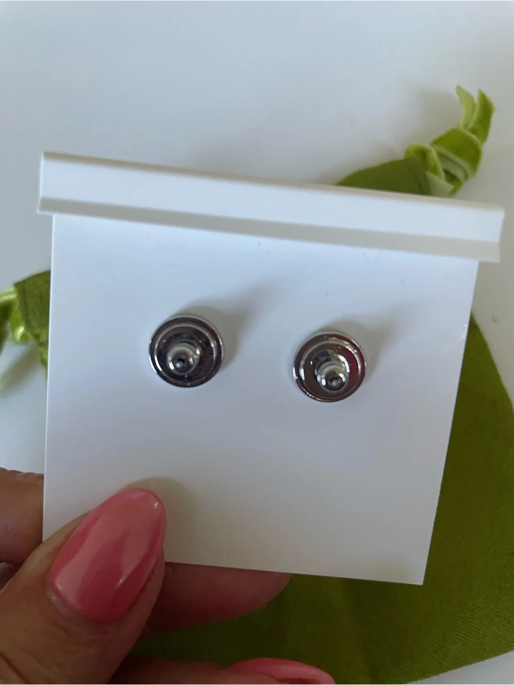 Tory Burch Silver Hexagon Logo Stud Earrings